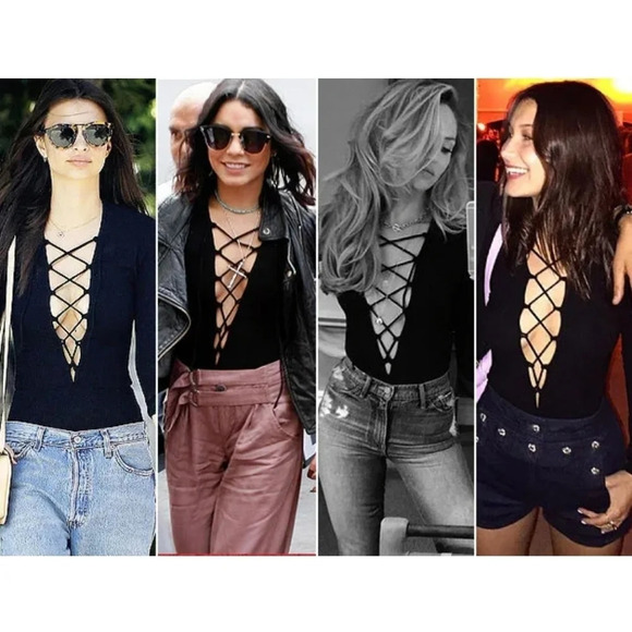 Reformation Avalon Blue Velvet Lace Up Bodysuit Plunging V-Neck Pong Sleeve XS - Picture 10 of 16